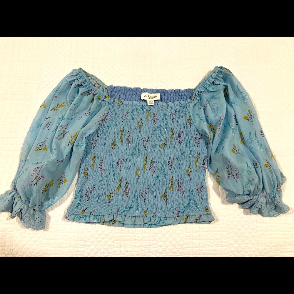 Retro Floral Puff Sleeve Blouse